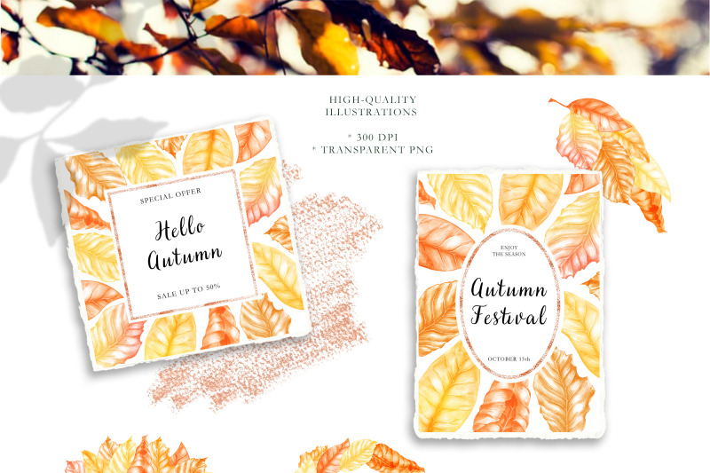 watercolor-autumn-leaf-clipart-hand-drawn-fall-clipart-fall-wreath