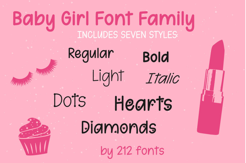 baby-girl-sans-font-with-7-styles-bold-italic-thin-hearts