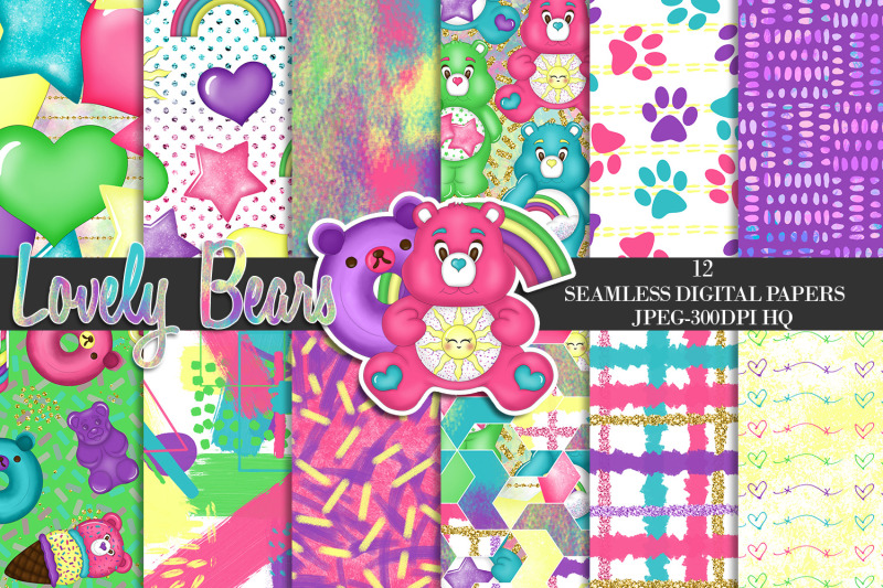 cute-teddy-bears-digital-papers-rainbow-bears-background-party-paper