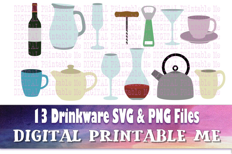 drinkware-svg-pack-glassware-clip-art-bundle-png-15-images-digital