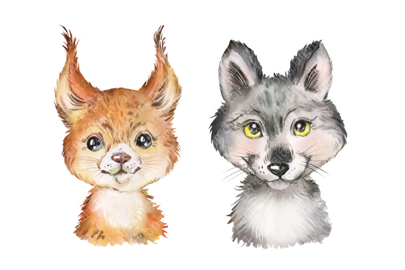 woodland-animals-watercolor-clipart-forest-animals