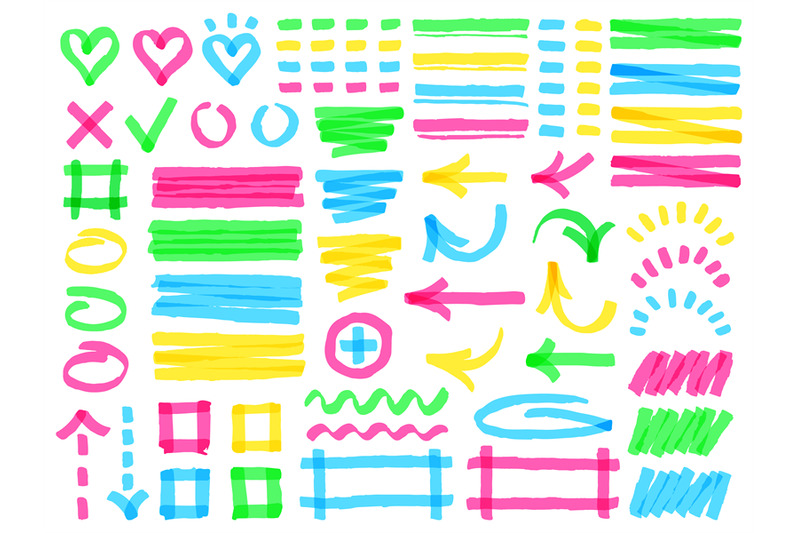 highlight-markers-colorful-marker-strokes-yellow-highlights-arrows