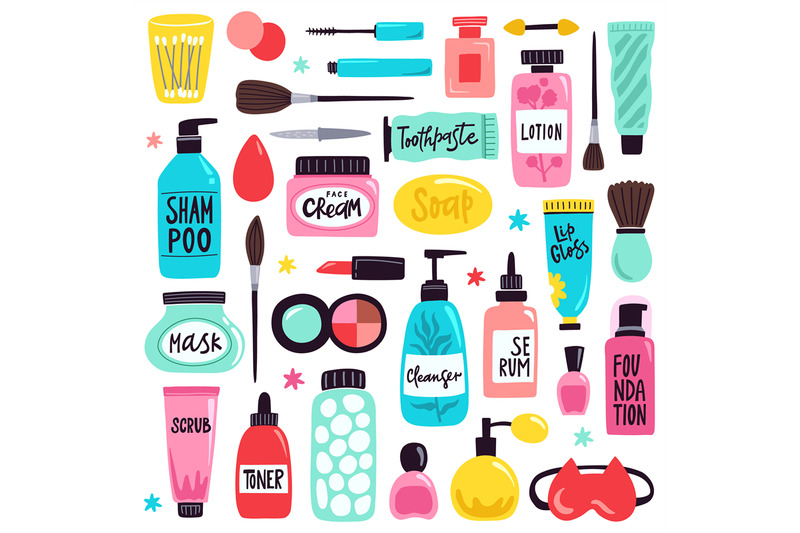 makeup-skincare-elements-cosmetics-products-doodle-visage-tools-lip