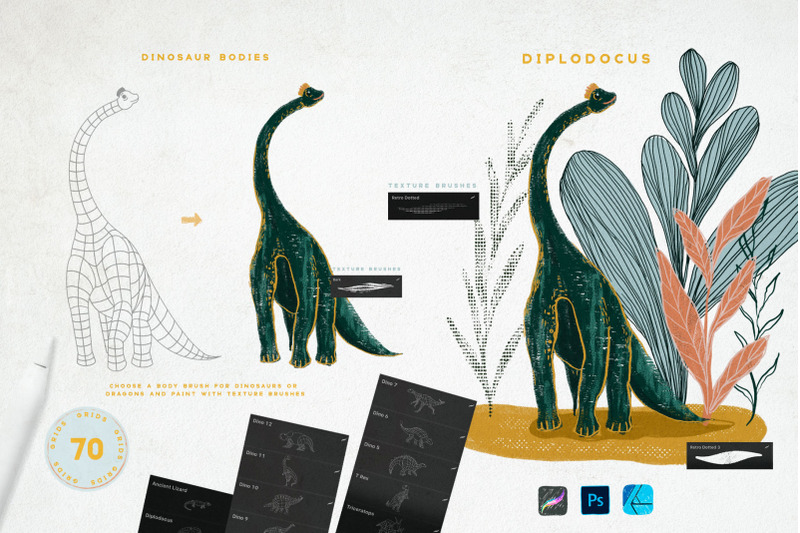 dragon-and-dino-grids-for-procreate
