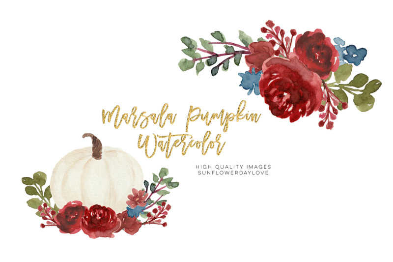 marsala-autumn-pumpkin-clipart-watercolor-fall-pumpkin-floral