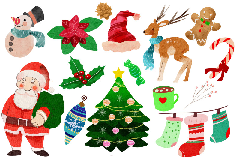 christmas-watercolor-clipart-christmas-items-download-instant-dow