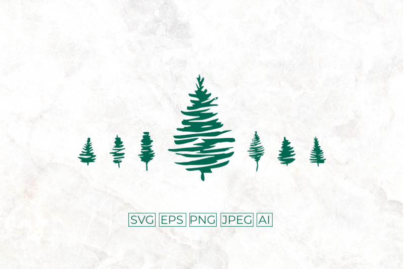 christmas-trees-linocut-vector-set-and-seamless-patterns