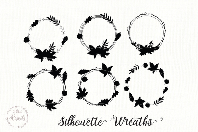 silhouette-wreaths-with-tree-leaves