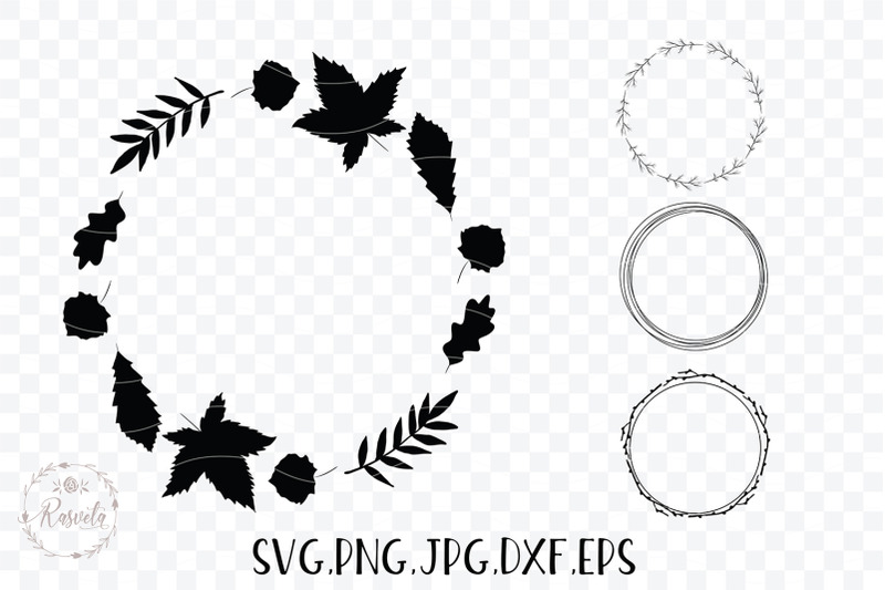 silhouette-wreaths-with-tree-leaves