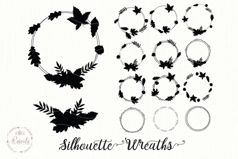 silhouette-wreaths-with-tree-leaves