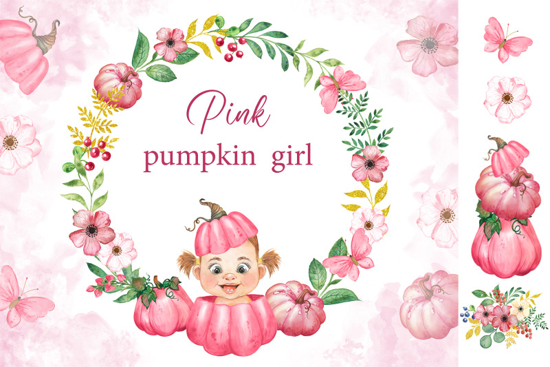 pink-pumpkin-clipart-watercolor-pink-pumpkins-flowers-baby-girl