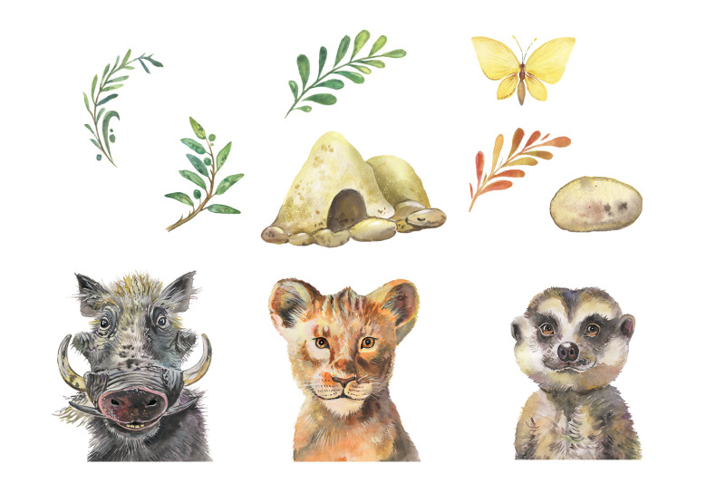 safari-animals-watercolor-lion-king-watercolor-wall-art-watercolor