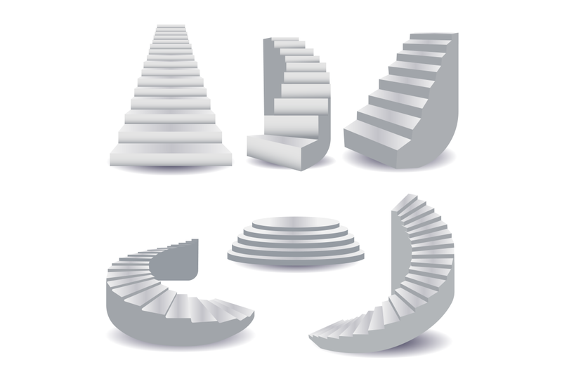 white-stairs-collection-staircase-isolated-3d-stairway-for-interior