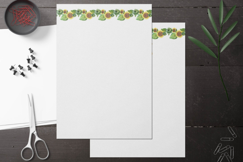 watercolor-sunflowers-floral-stationary-autumn-stationary