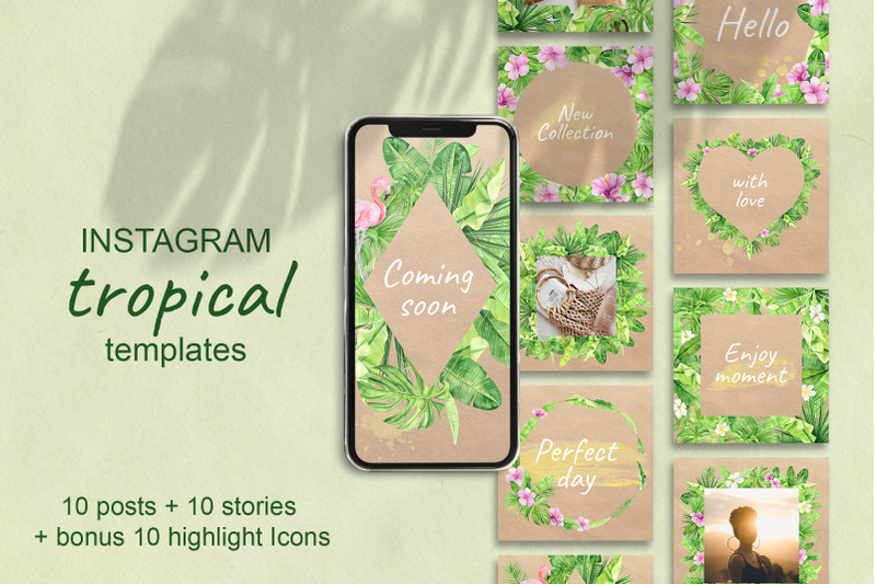 tropical-instagram-template-stories-posts-and-highlights