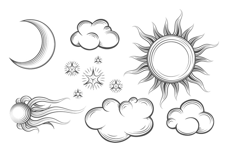 sun-moon-comet-stars-and-clouds-in-vintage-engraving-style