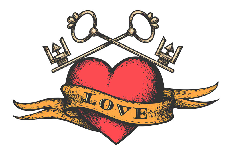 heart-with-keys-and-ribbon-with-lettering-love