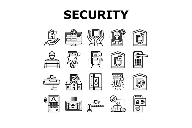 home-security-device-collection-icons-set-vector