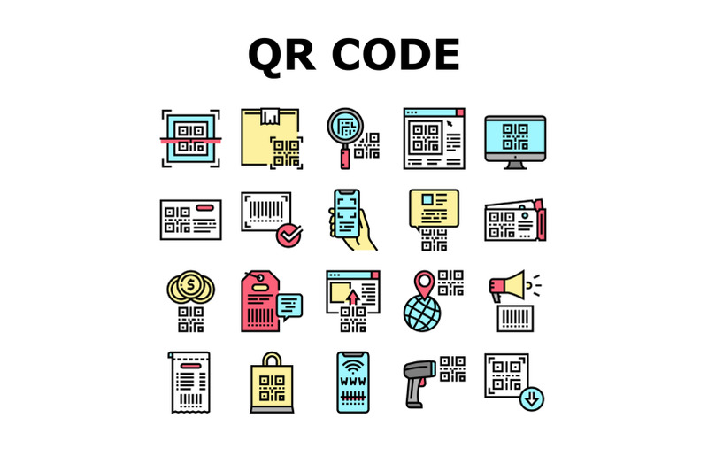 qr-code-identification-collection-icons-set-vector