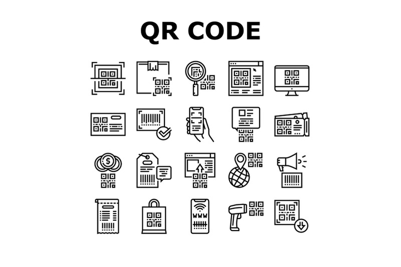 qr-code-identification-collection-icons-set-vector