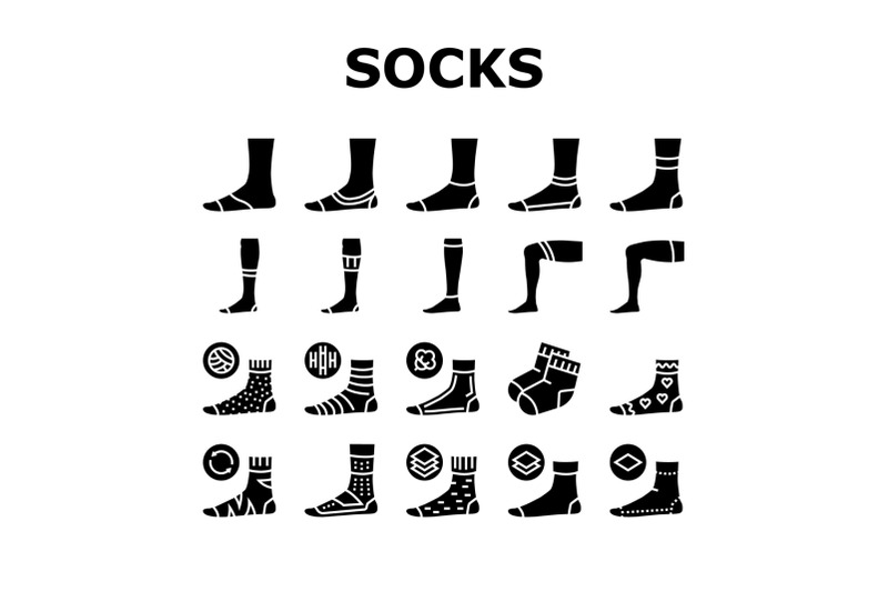 socks-fabric-accessory-collection-icons-set-vector