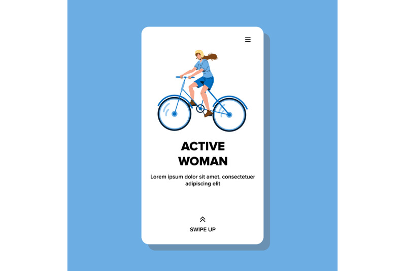 active-woman-riding-bicycle-sport-time-vector