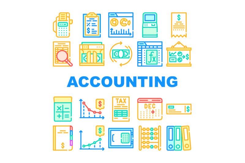 accounting-and-finance-collection-icons-set-vector-illustrations