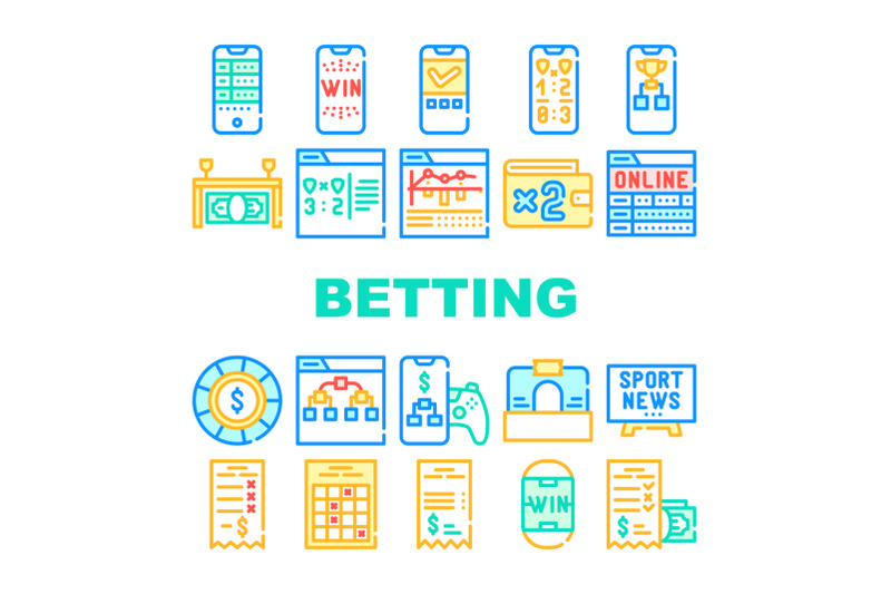 betting-on-gambling-collection-icons-set-vector-illustrations