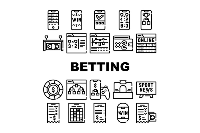 betting-on-gambling-collection-icons-set-vector