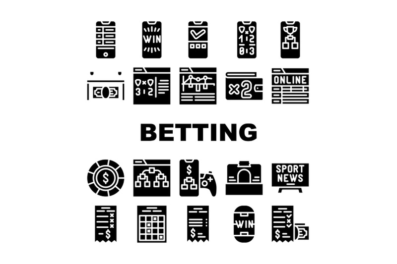 betting-on-gambling-collection-icons-set-vector