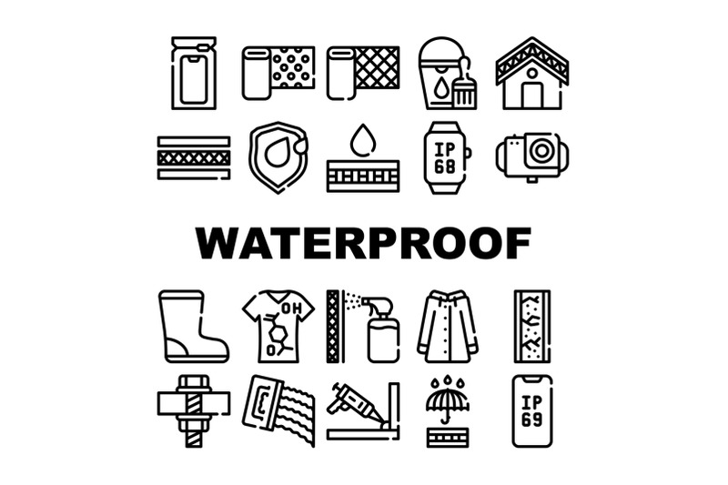waterproof-material-collection-icons-set-vector-illustrations