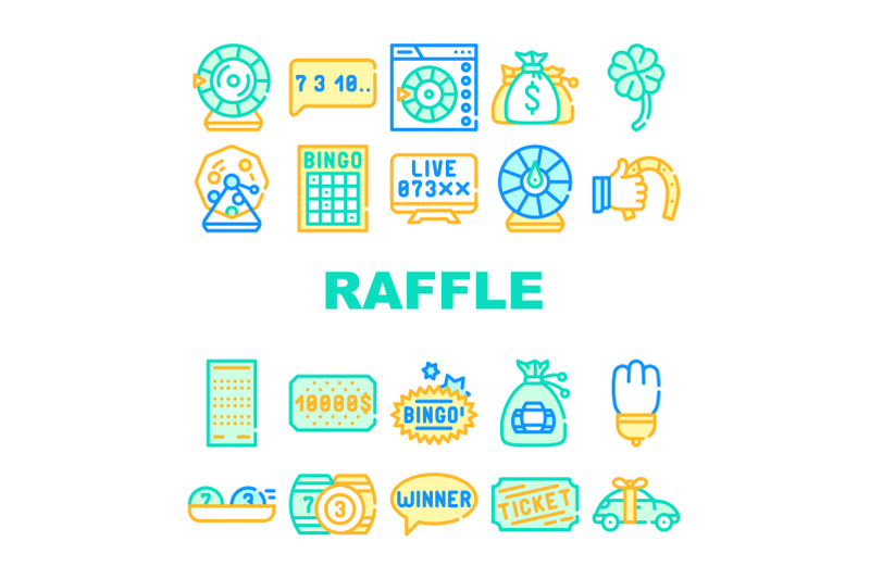 raffle-lottery-game-collection-icons-set-vector
