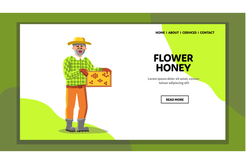 flower-honey-bio-product-holding-beekeeper-vector