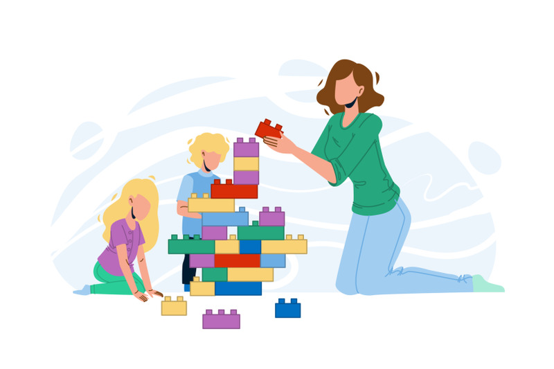 woman-babysitting-and-playing-with-children-vector