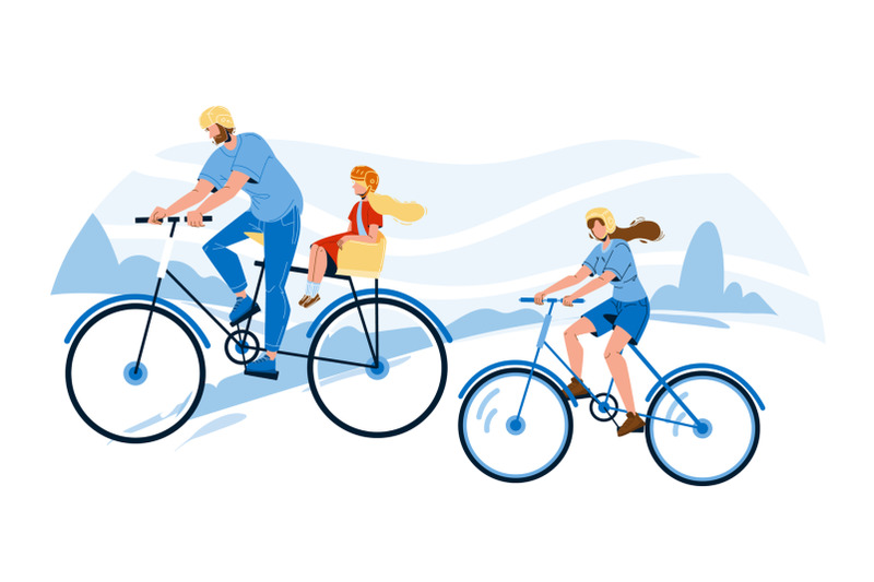 bicyclists-family-riding-together-in-park-vector