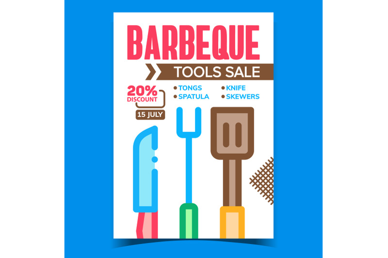 barbeque-tools-sale-creative-promo-poster-vector