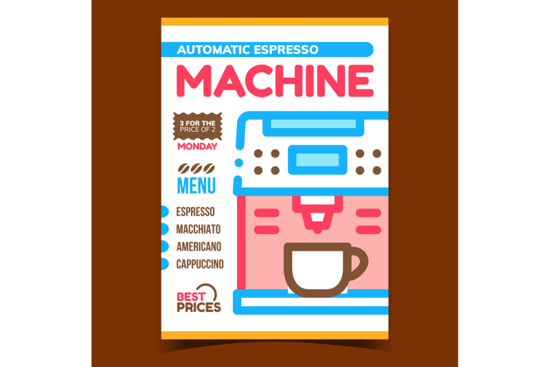 automatic-espresso-machine-advertise-poster-vector