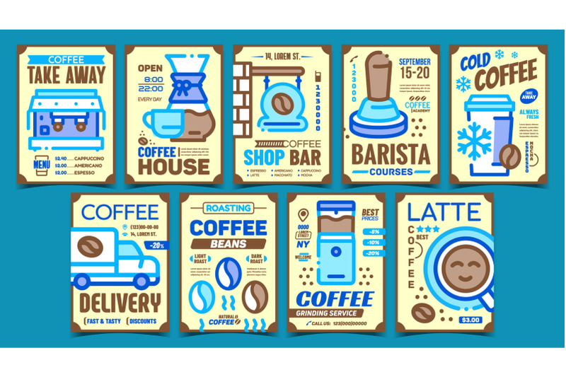 coffee-creative-advertising-posters-set-vector