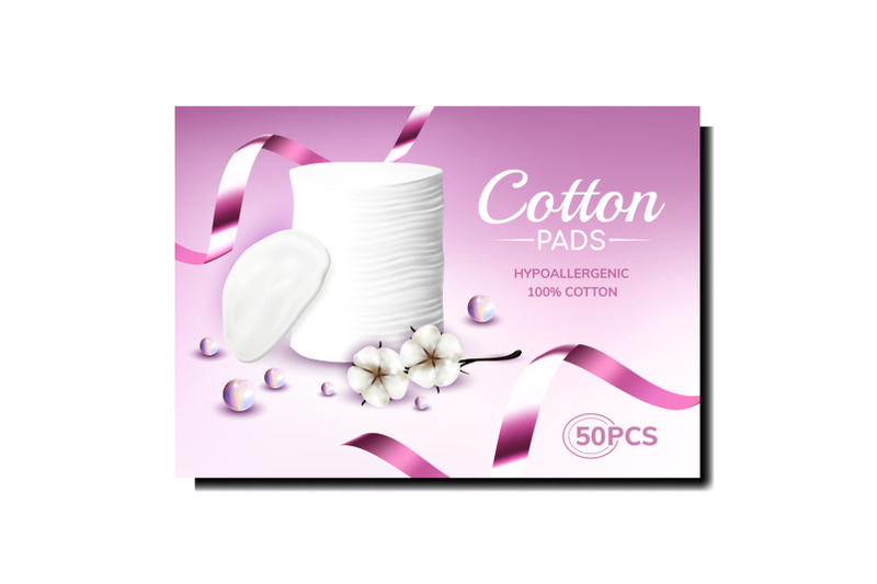 cotton-pads-facial-accessory-promo-poster-vector
