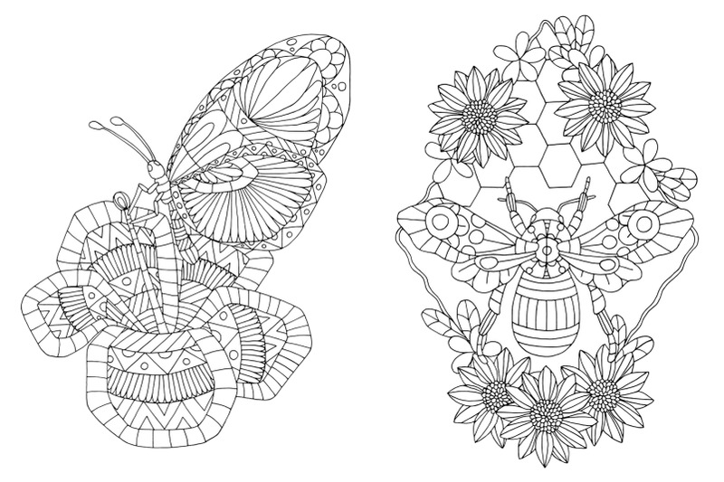 coloring-pages-flowers-and-insects