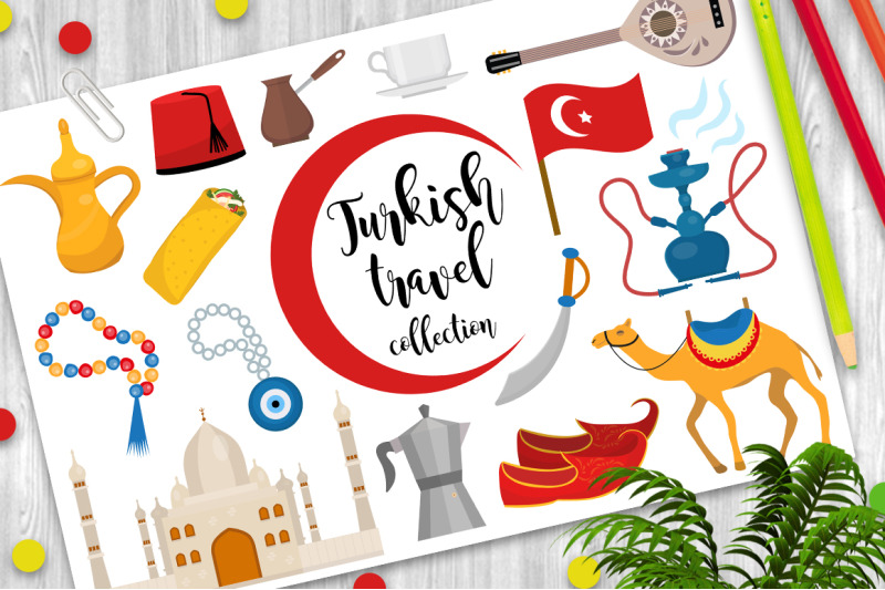 turkey-travel-flat-icon-set