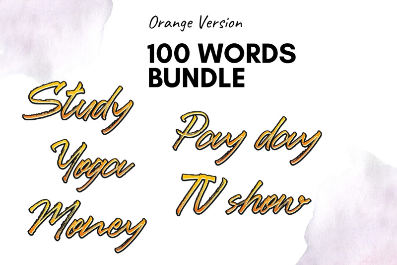 orange-calligraphic-scripts-bundle-stickers-set