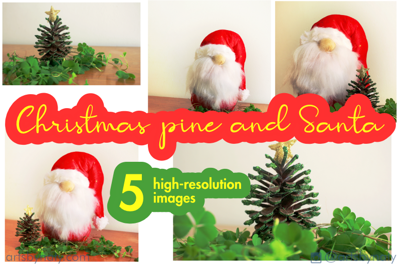 christmas-pine-and-santa-stock-photos