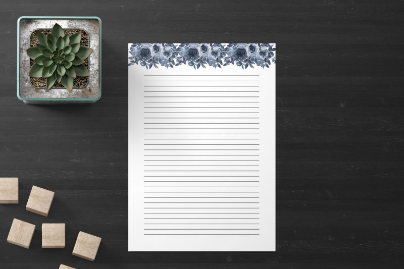 dark-boho-border-floral-stationery-lined-and-unlined-notes