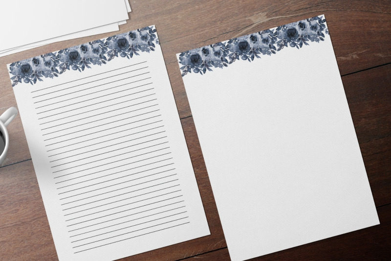 dark-boho-border-floral-stationery-lined-and-unlined-notes