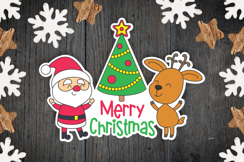 christmas-stickers-with-santa-and-deer