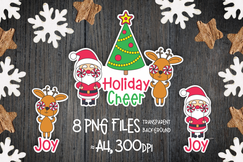 christmas-stickers-with-santa-and-deer