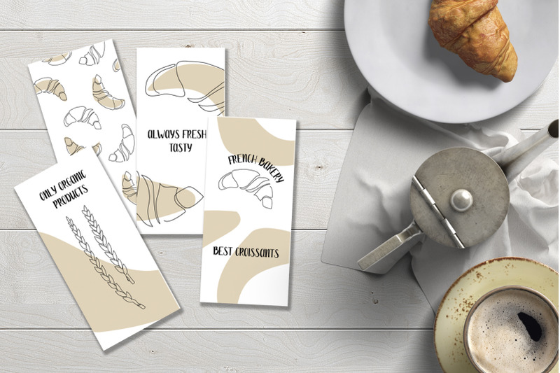 baking-croissant-set-of-flyers-continuous-line-art