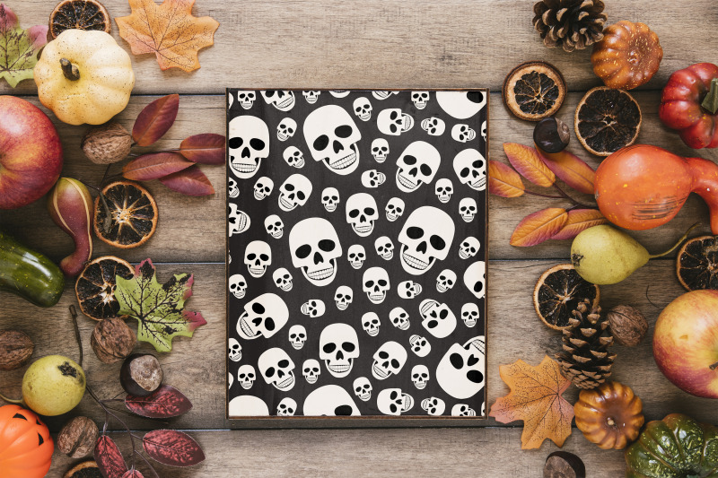 halloween-skeleton-skull-seamless-pattern