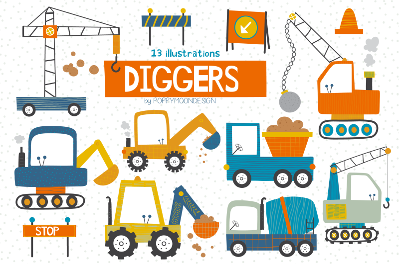 diggers-clipart-set